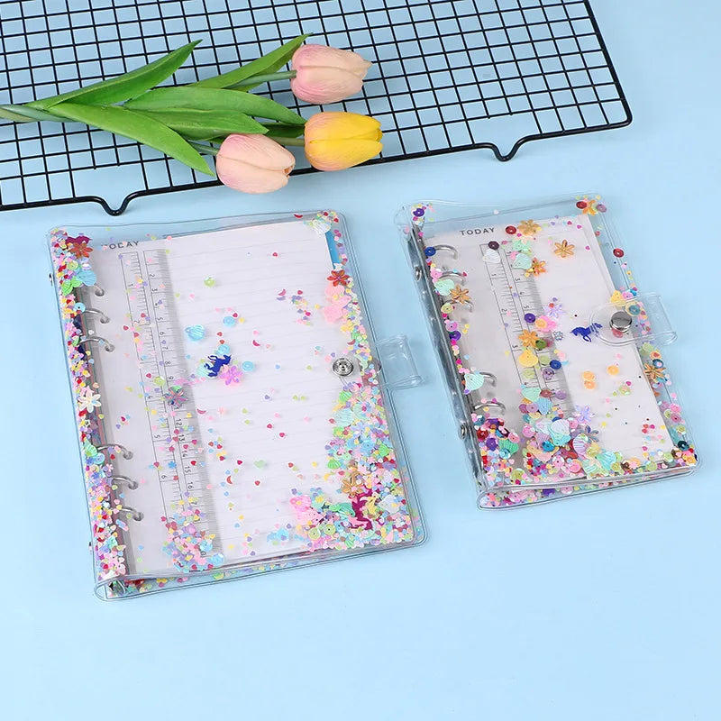 ✨Libreta de anillas Kawaii Transparente con Lentejuelas✨