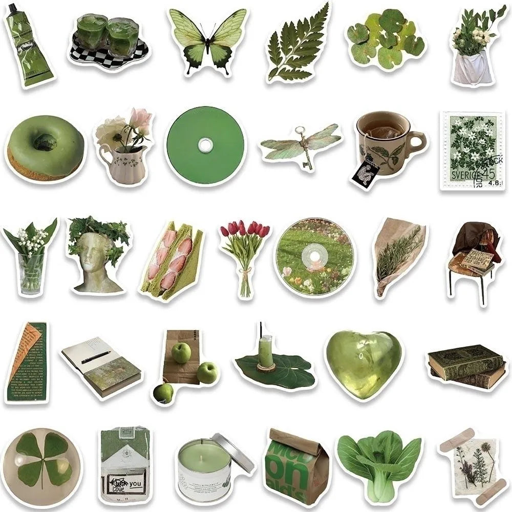 Stickers Estilo Ins Cute y Aesthetic color Verde