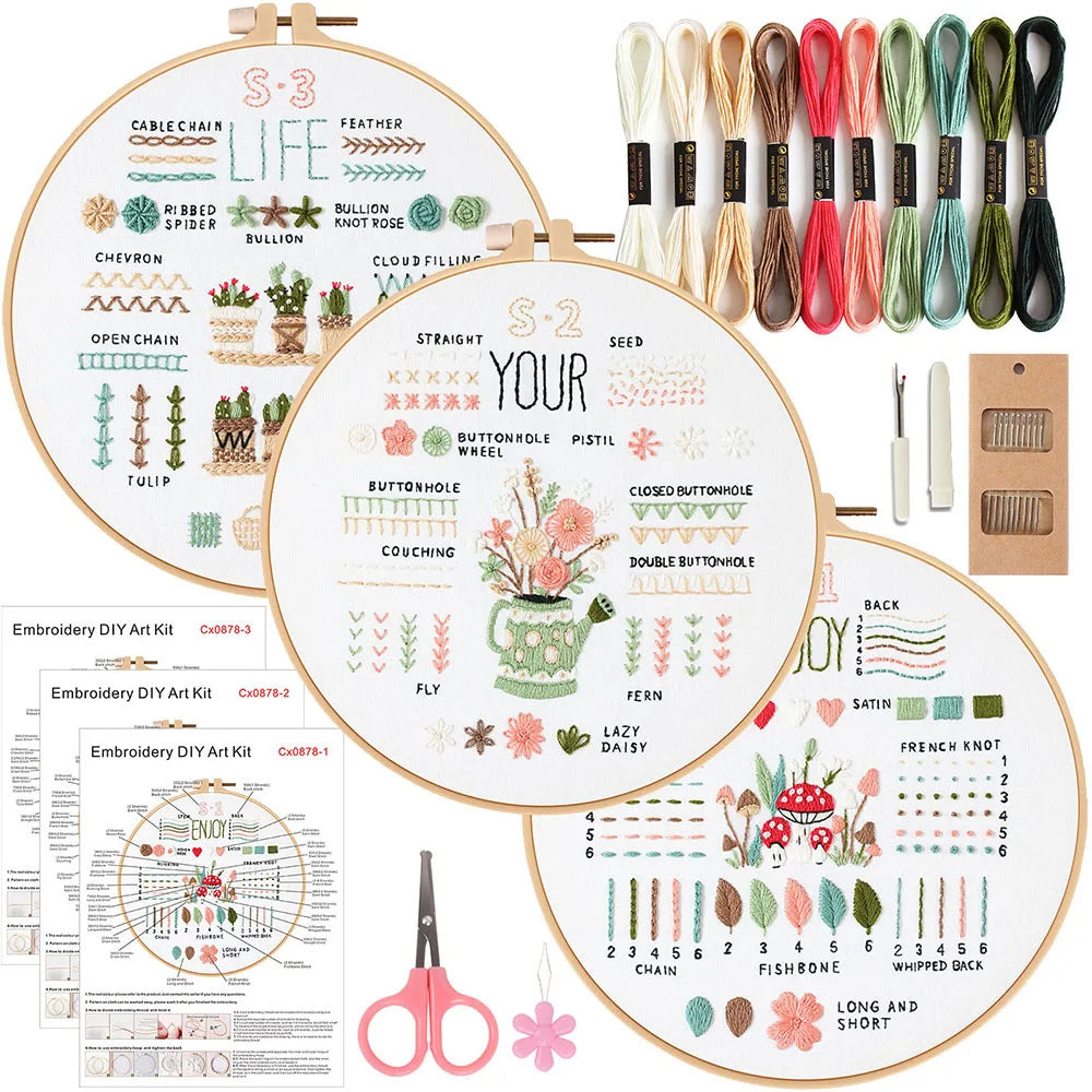 Kit de Inicio de Bordado – Set de 3 o 4 Piezas para Principiantes y Amantes del Bordado✨