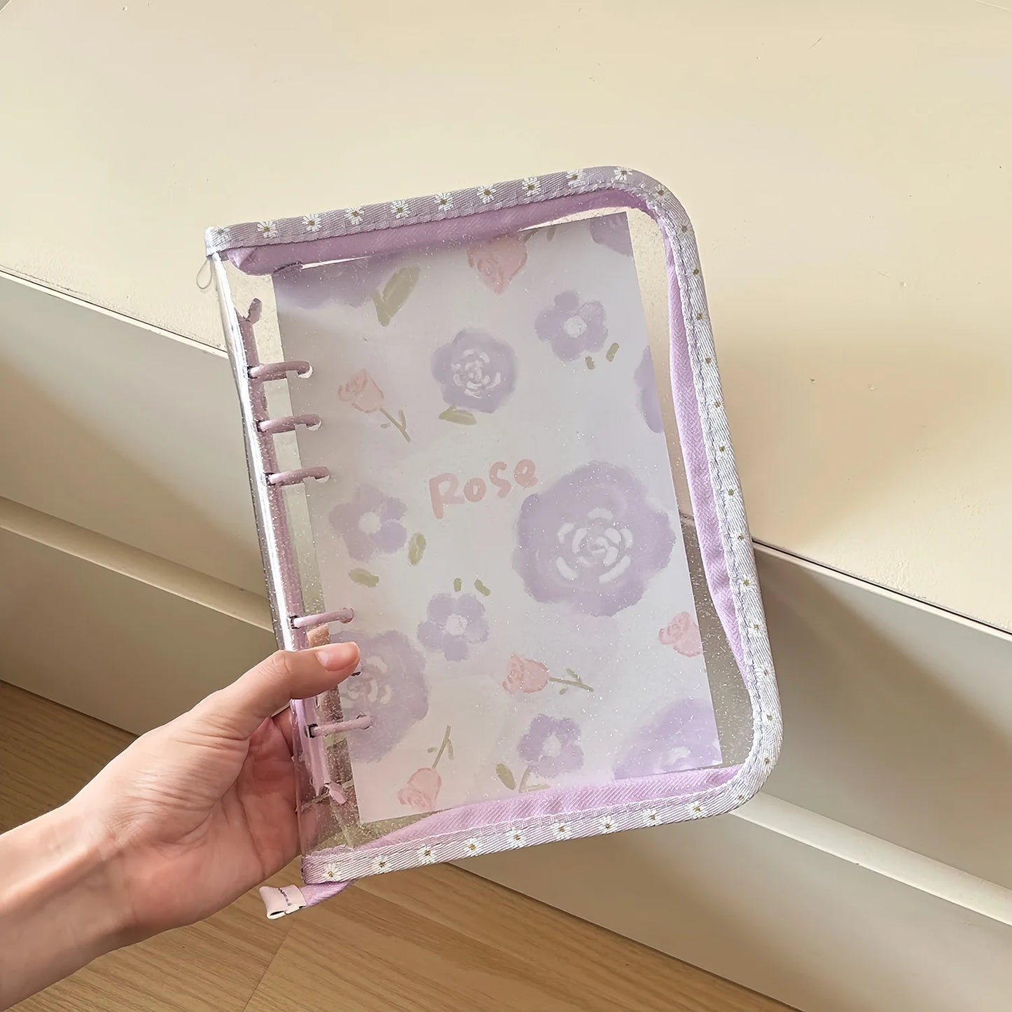 🌼Organizador A6 con Cremallera y Margaritas – Diario y Álbum de Tarjetas🌼