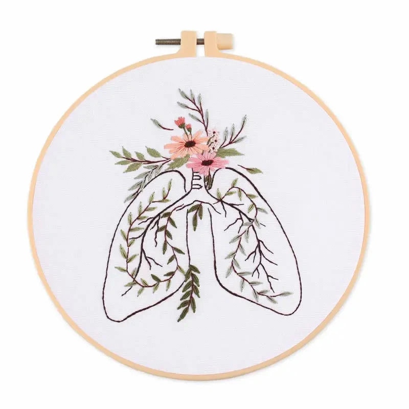 🌸Kit de Bordado Creativo – Diseño de Esqueleto con Flores🌸