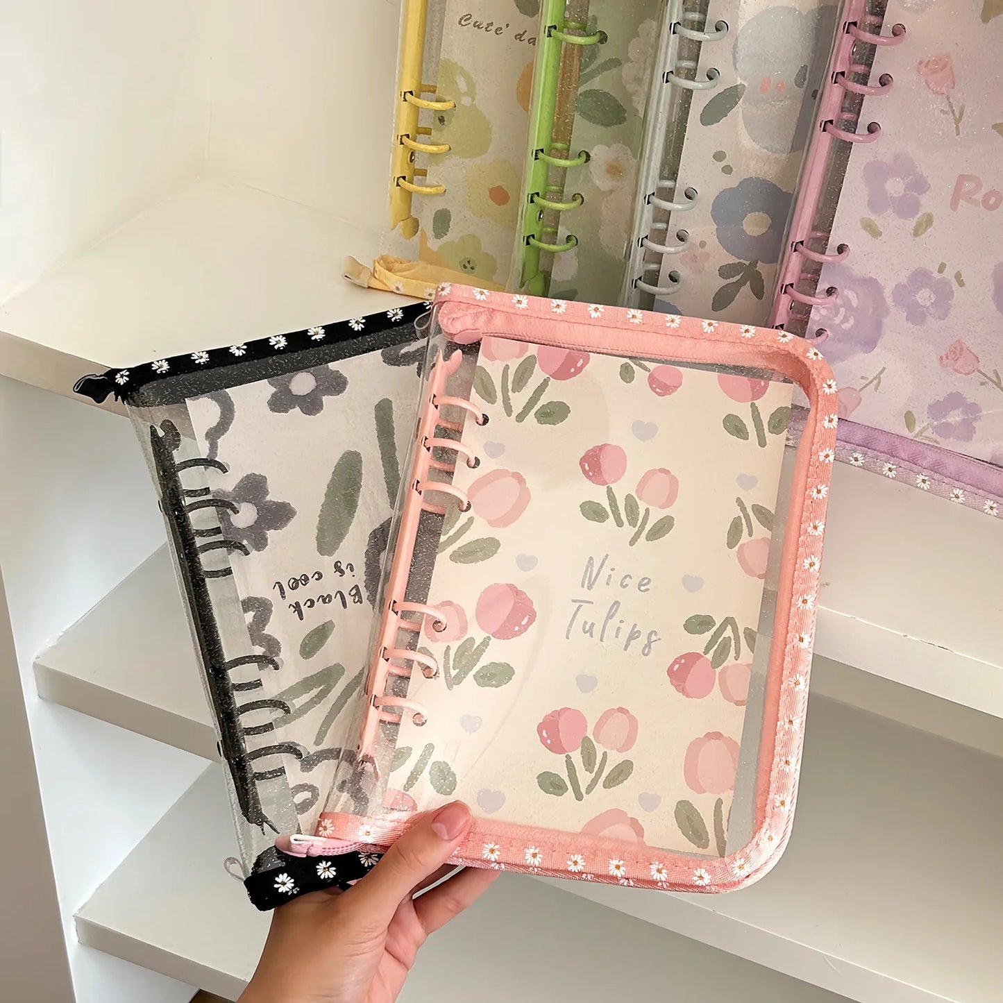 🌼Organizador A6 con Cremallera y Margaritas – Diario y Álbum de Tarjetas🌼