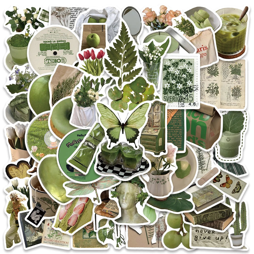 Stickers Estilo Ins Cute y Aesthetic color Verde