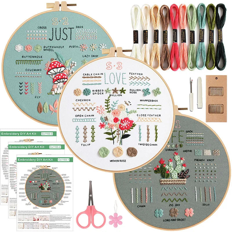 Kit de Inicio de Bordado – Set de 3 o 4 Piezas para Principiantes y Amantes del Bordado✨