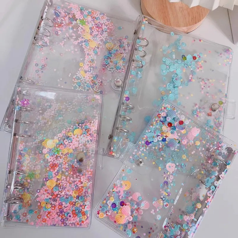 ✨Libreta de anillas Kawaii Transparente con Lentejuelas✨