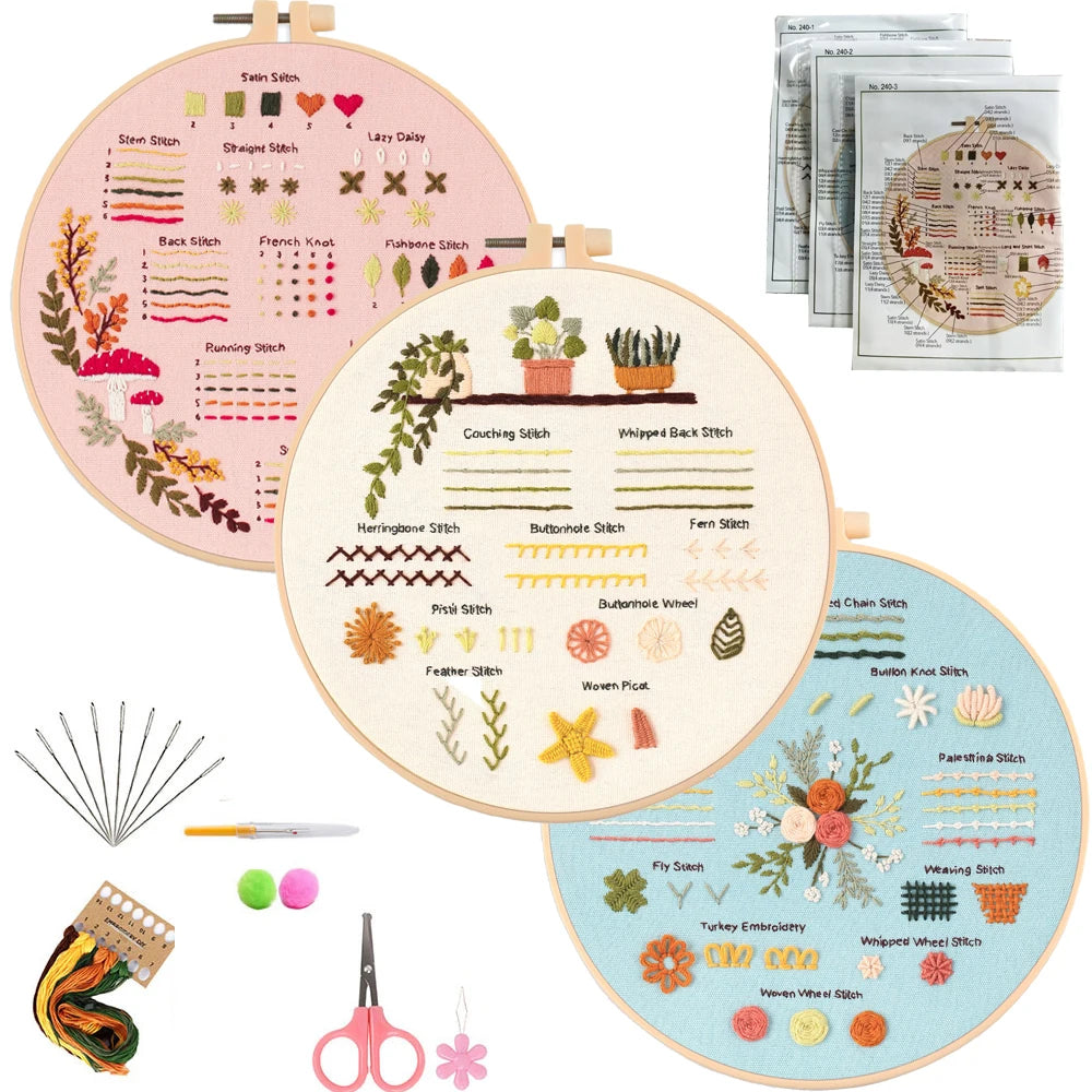 Kit de Inicio de Bordado – Set de 3 o 4 Piezas para Principiantes y Amantes del Bordado✨