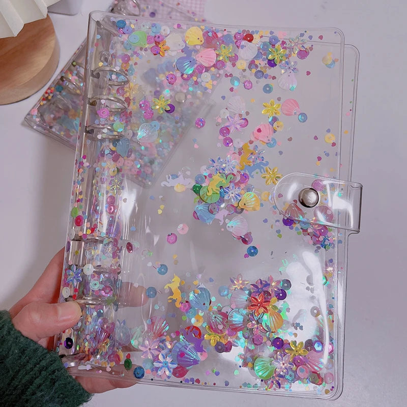 ✨Libreta de anillas Kawaii Transparente con Lentejuelas✨