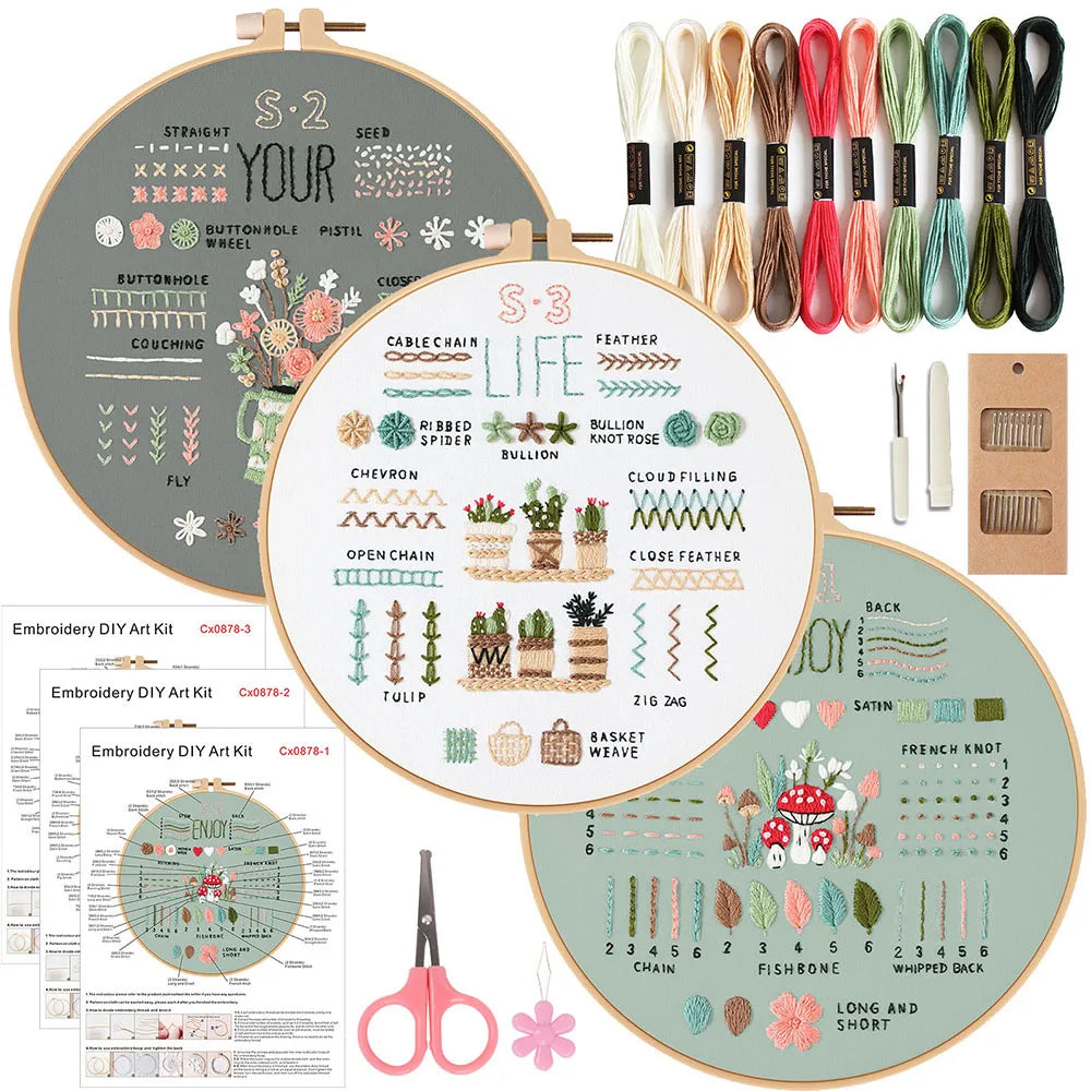 Kit de Inicio de Bordado – Set de 3 o 4 Piezas para Principiantes y Amantes del Bordado✨