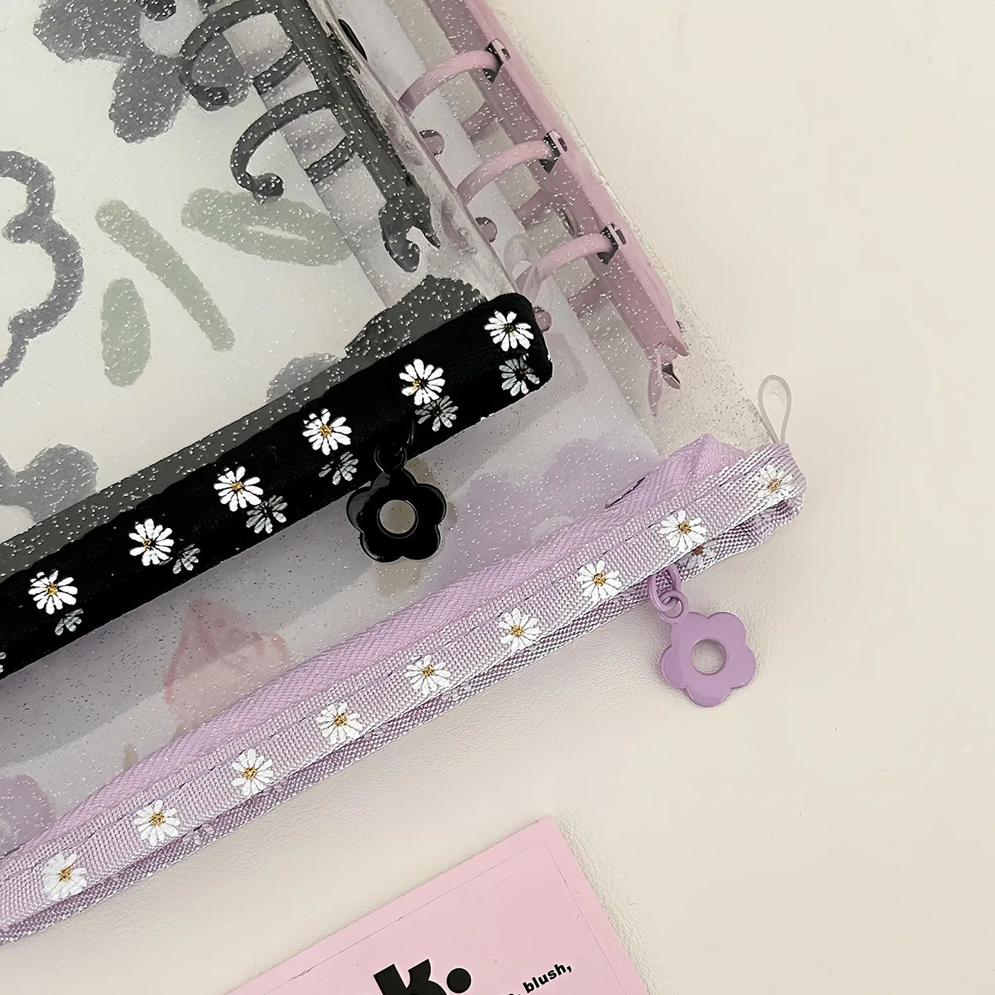 🌼Organizador A6 con Cremallera y Margaritas – Diario y Álbum de Tarjetas🌼