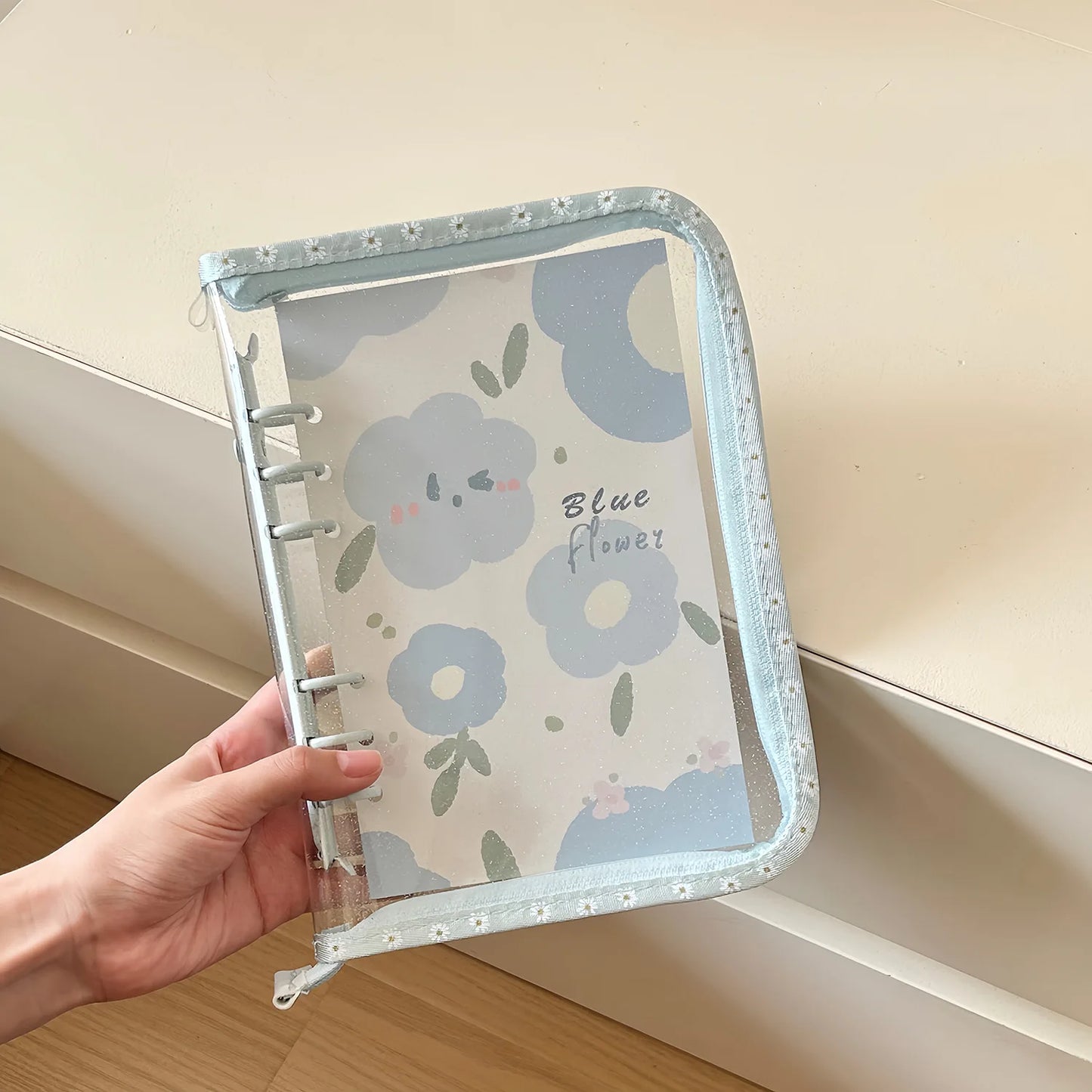 🌼Organizador A6 con Cremallera y Margaritas – Diario y Álbum de Tarjetas🌼