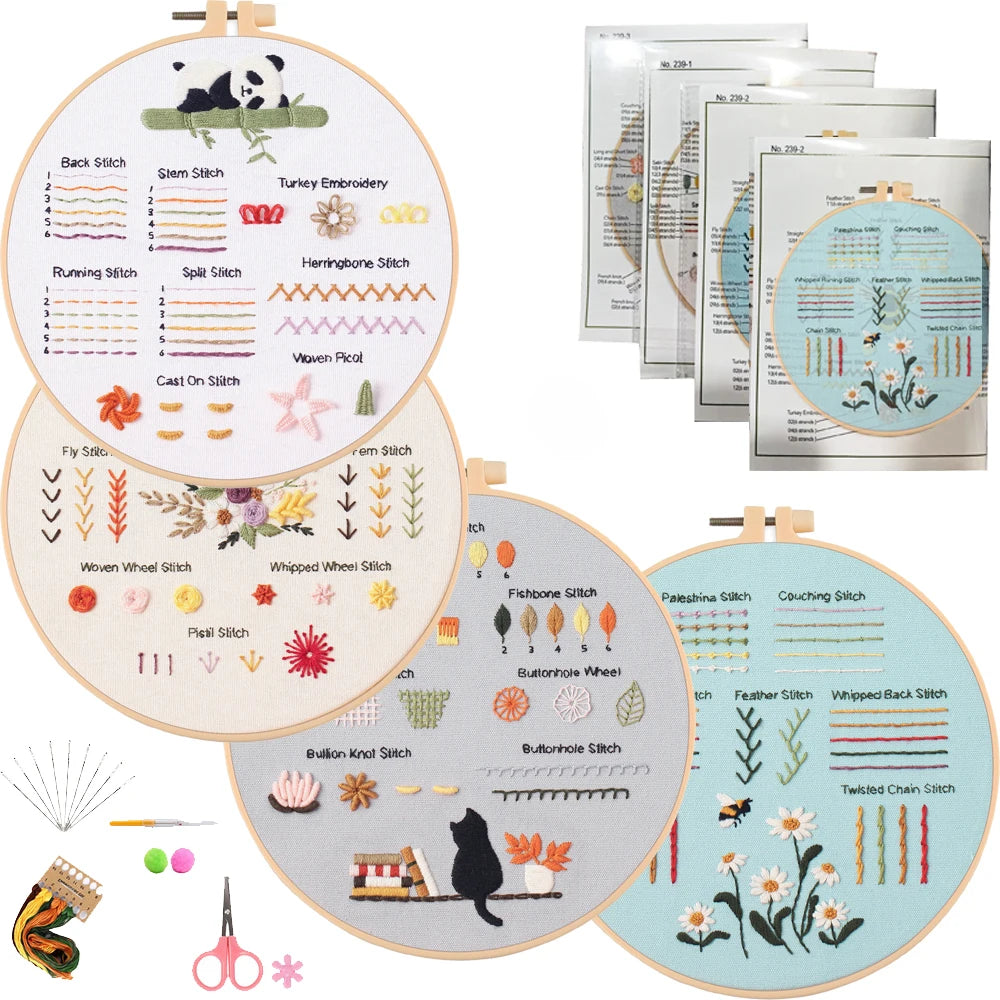Kit de Inicio de Bordado – Set de 3 o 4 Piezas para Principiantes y Amantes del Bordado✨