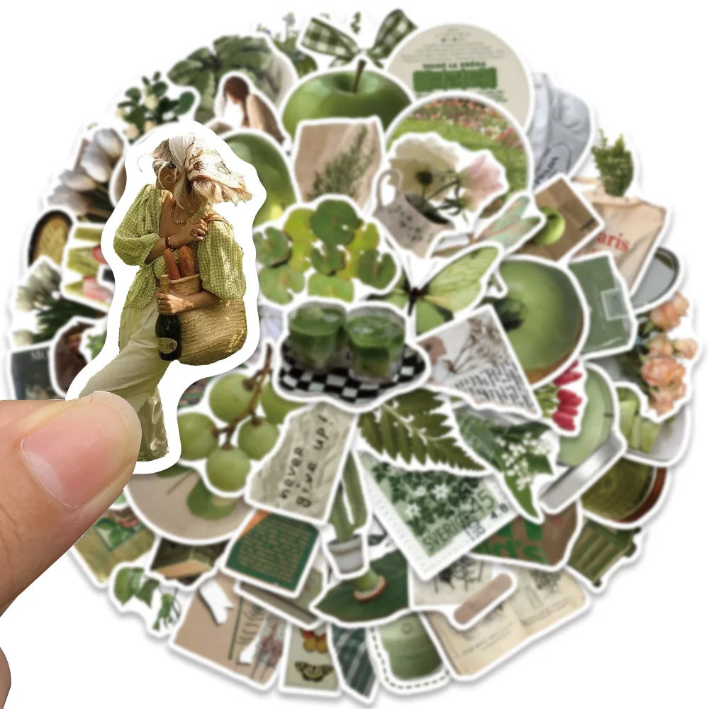 Stickers Estilo Ins Cute y Aesthetic color Verde