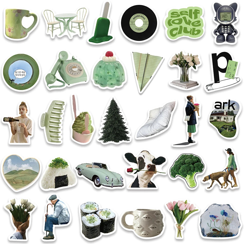 ✨Stickers Estilo Ins Cute y Aesthetic de color verde Primavera✨