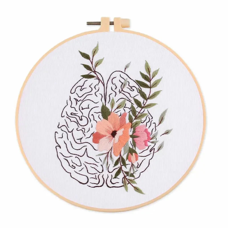 🌸Kit de Bordado Creativo – Diseño de Esqueleto con Flores🌸