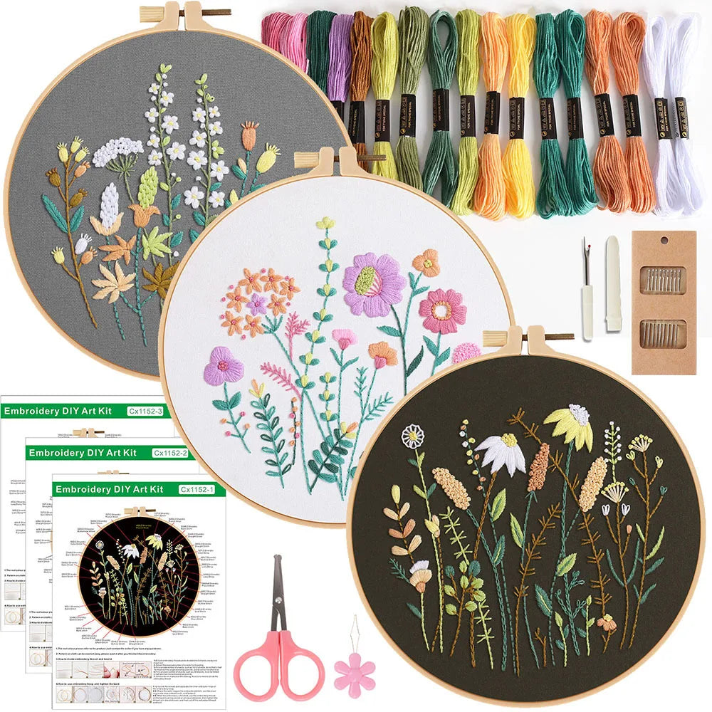 Kit de Inicio de Bordado – Set de 3 o 4 Piezas para Principiantes y Amantes del Bordado✨