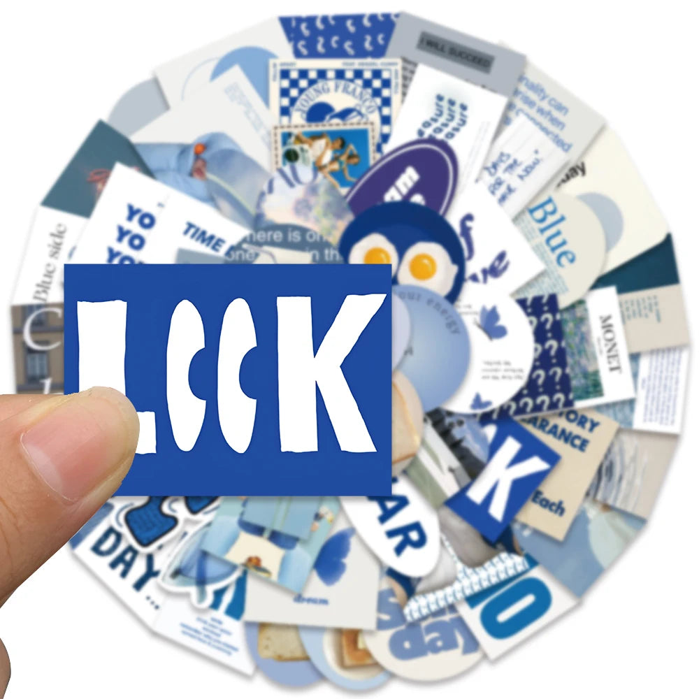 ✨Stickers Estilo Ins Cute y Aesthetic de color Azul Indigo✨