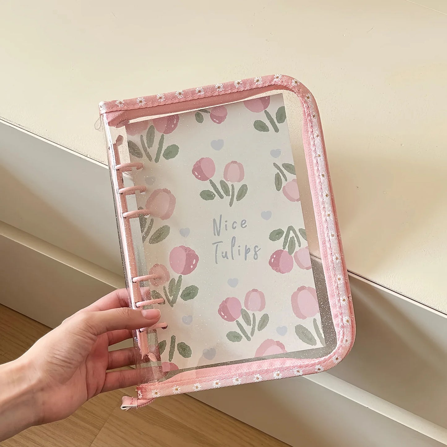 🌼Organizador A6 con Cremallera y Margaritas – Diario y Álbum de Tarjetas🌼