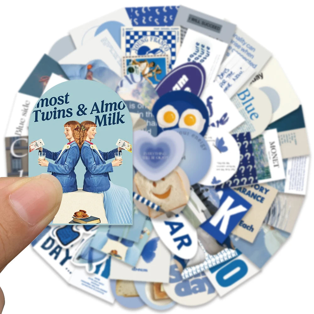 ✨Stickers Estilo Ins Cute y Aesthetic de color Azul Indigo✨