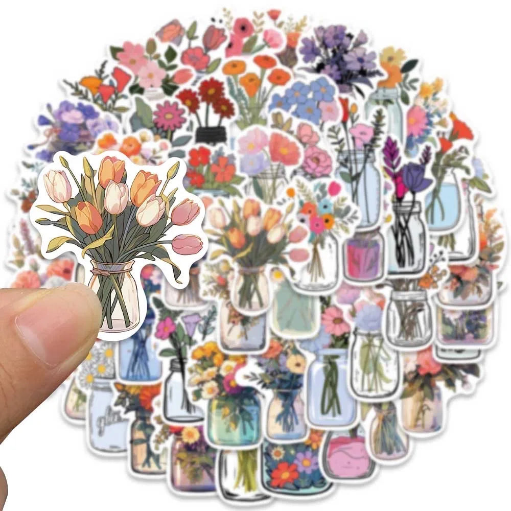 🌟 Pegatinas Aesthetic Cute de Flores ¡Colorea tu mundo con creatividad! 🌟