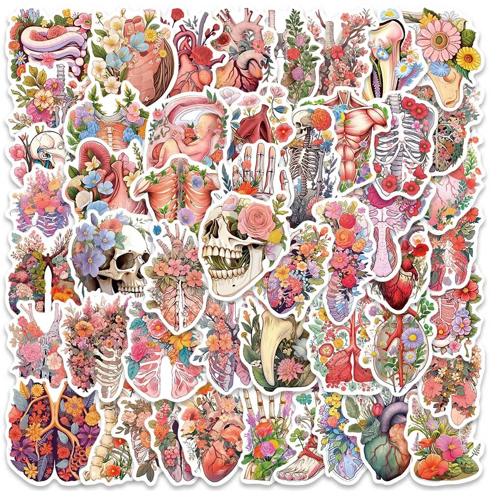 Set 2 de Stickers Cool de Flores y Esqueletos
