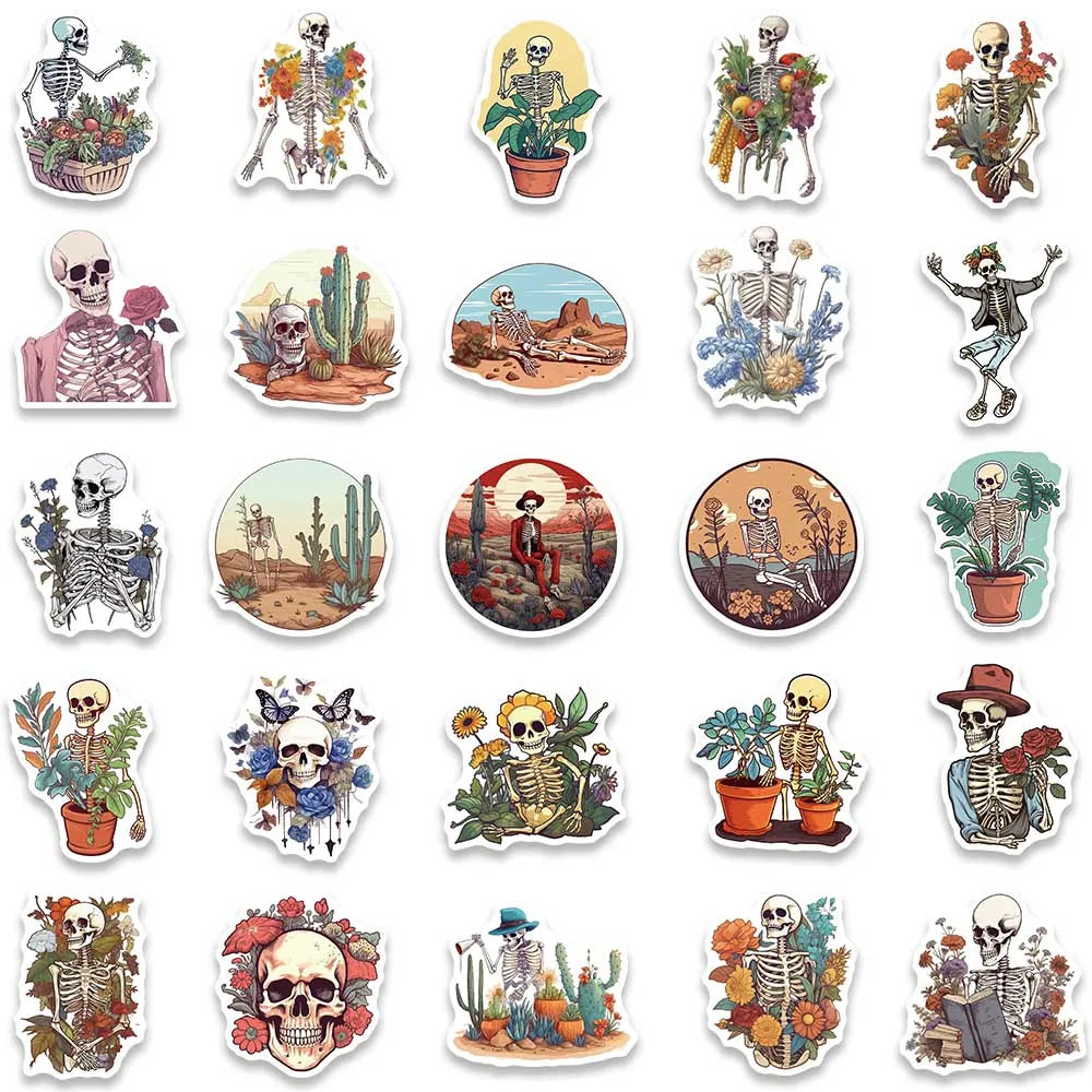 Set de Stickers Cool de Flores y Esqueletos