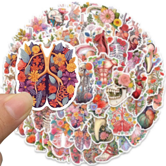 Set 2 de Stickers Cool de Flores y Esqueletos