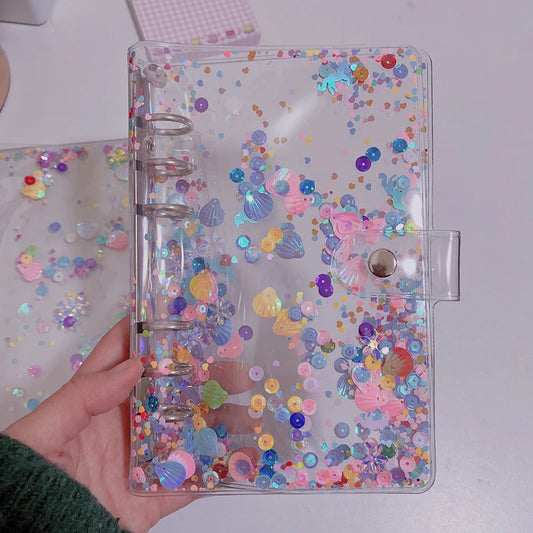 ✨Libreta de anillas Kawaii Transparente con Lentejuelas✨