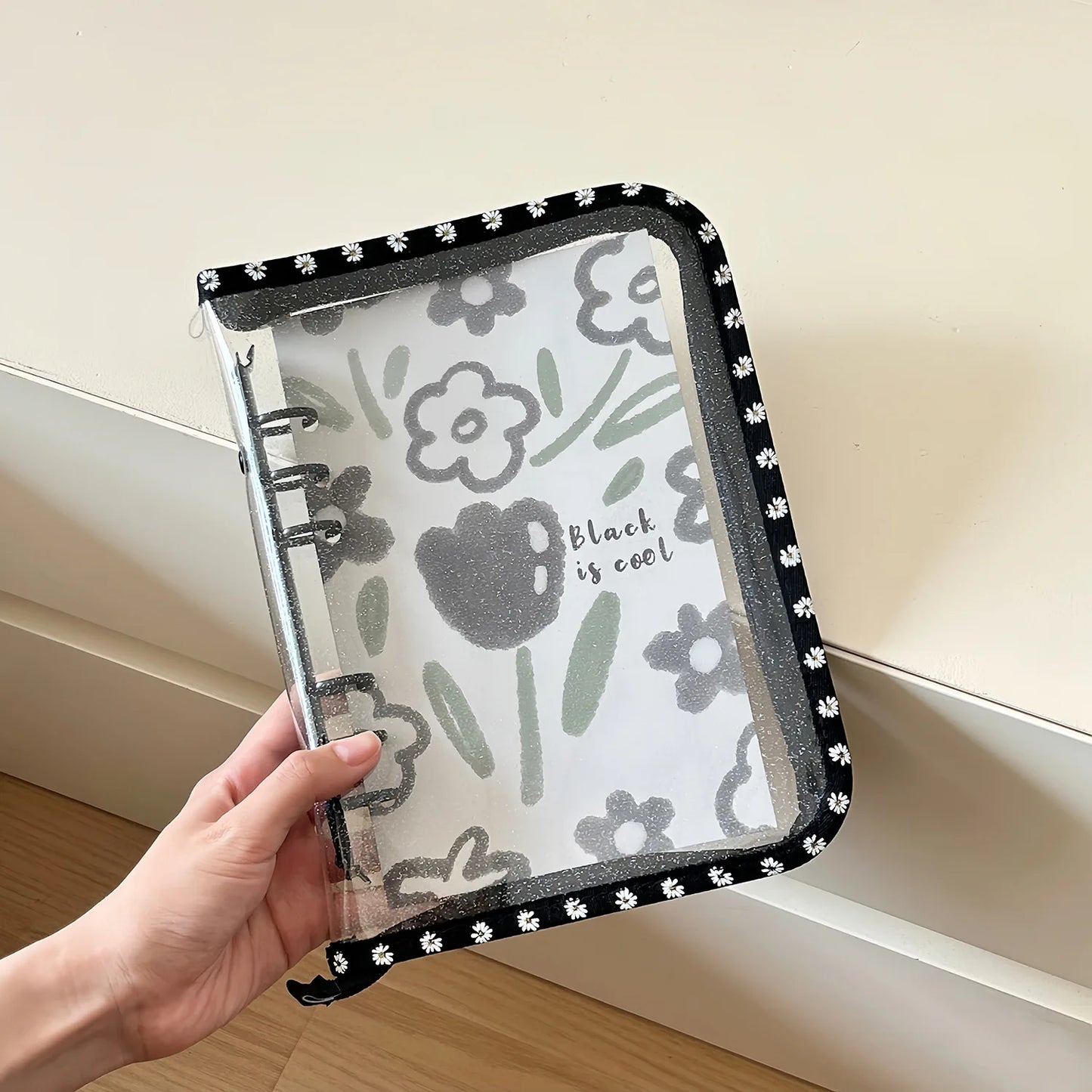🌼Organizador A6 con Cremallera y Margaritas – Diario y Álbum de Tarjetas🌼