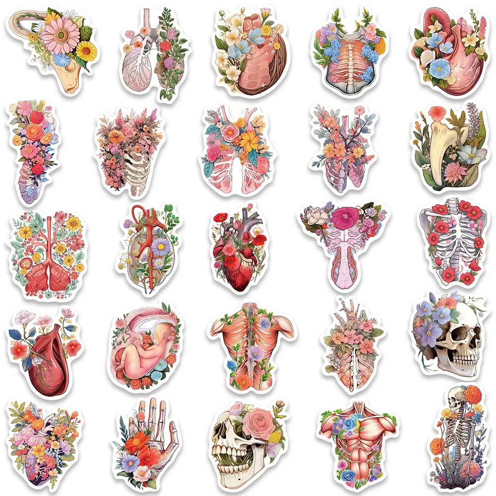 Set 2 de Stickers Cool de Flores y Esqueletos