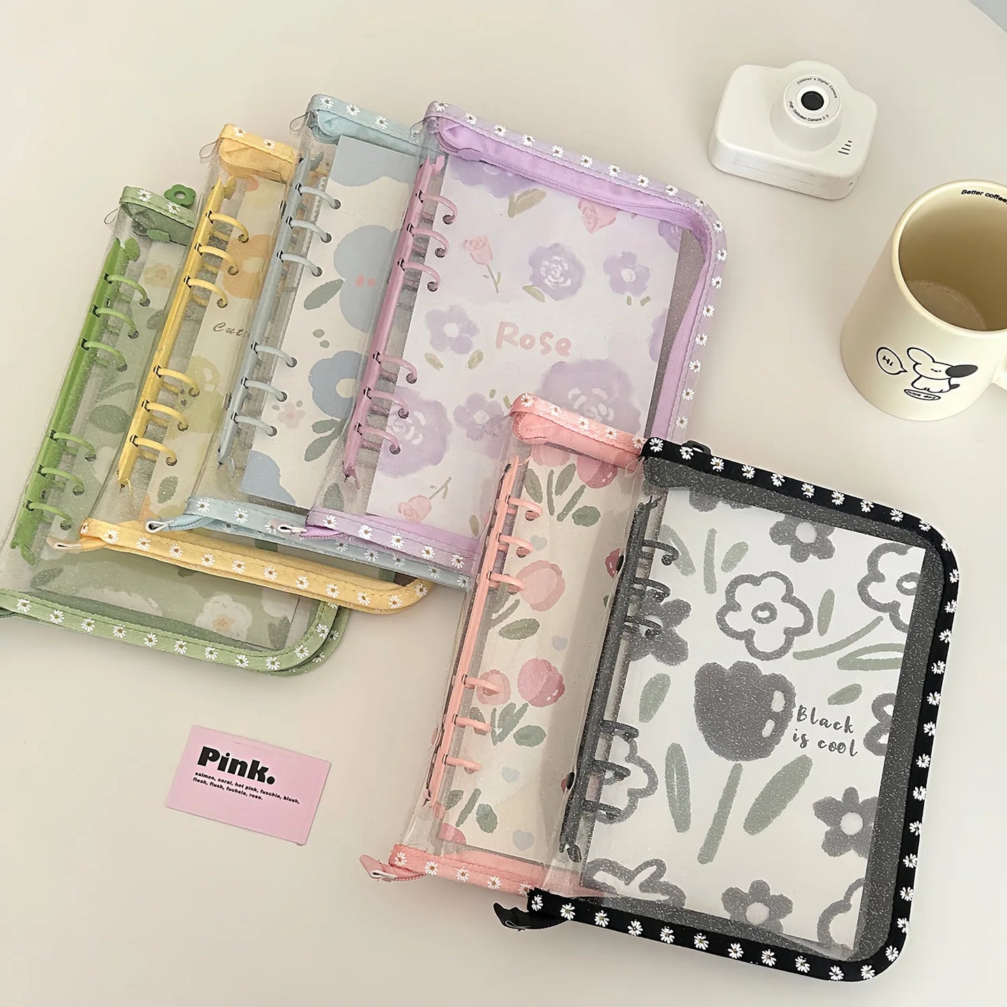 🌼Organizador A6 con Cremallera y Margaritas – Diario y Álbum de Tarjetas🌼