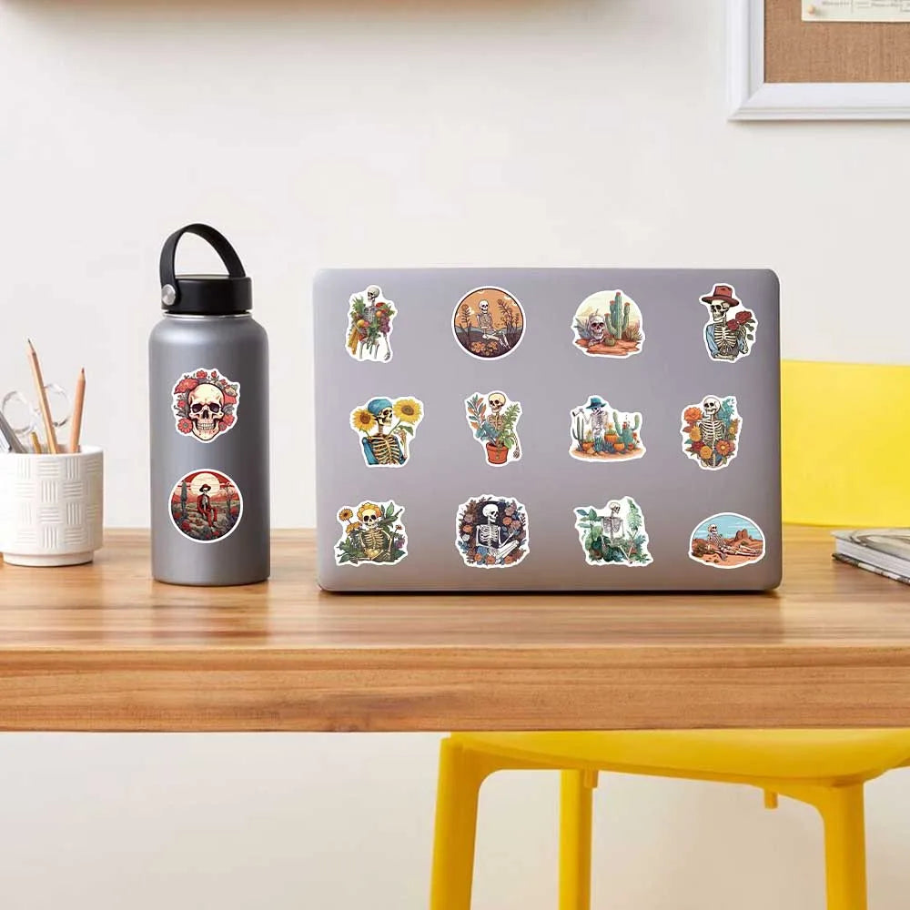 Set de Stickers Cool de Flores y Esqueletos