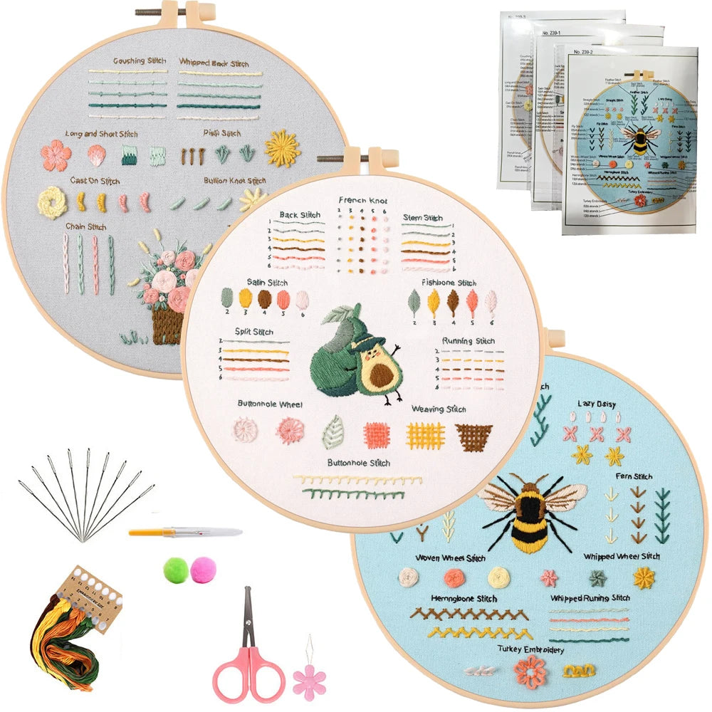 Kit de Inicio de Bordado – Set de 3 o 4 Piezas para Principiantes y Amantes del Bordado✨