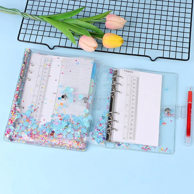 ✨Libreta de anillas Kawaii Transparente con Lentejuelas✨