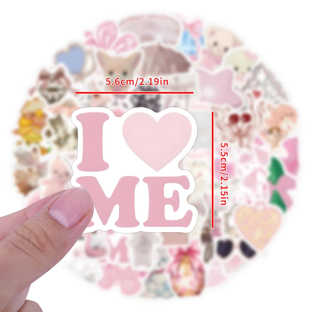 Stickers Estilo Ins Coquette Girl y Aesthetic de color Rosa