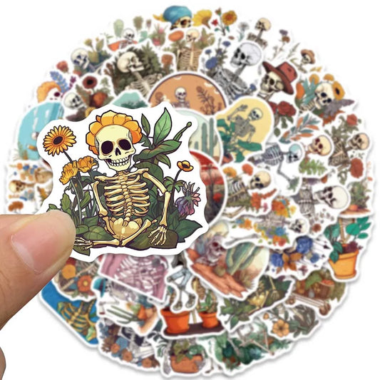 Set de Stickers Cool de Flores y Esqueletos