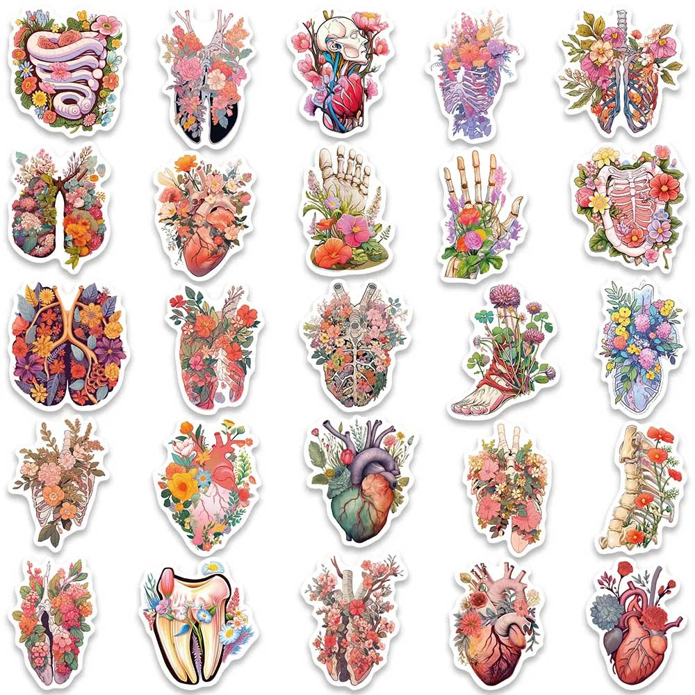 Set 2 de Stickers Cool de Flores y Esqueletos