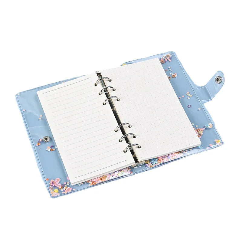 ✨Libreta A6 Transparente con Brillos y Diseño Kawaii✨