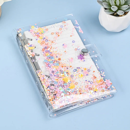 ✨Libreta A6 Transparente con Brillos y Diseño Kawaii✨