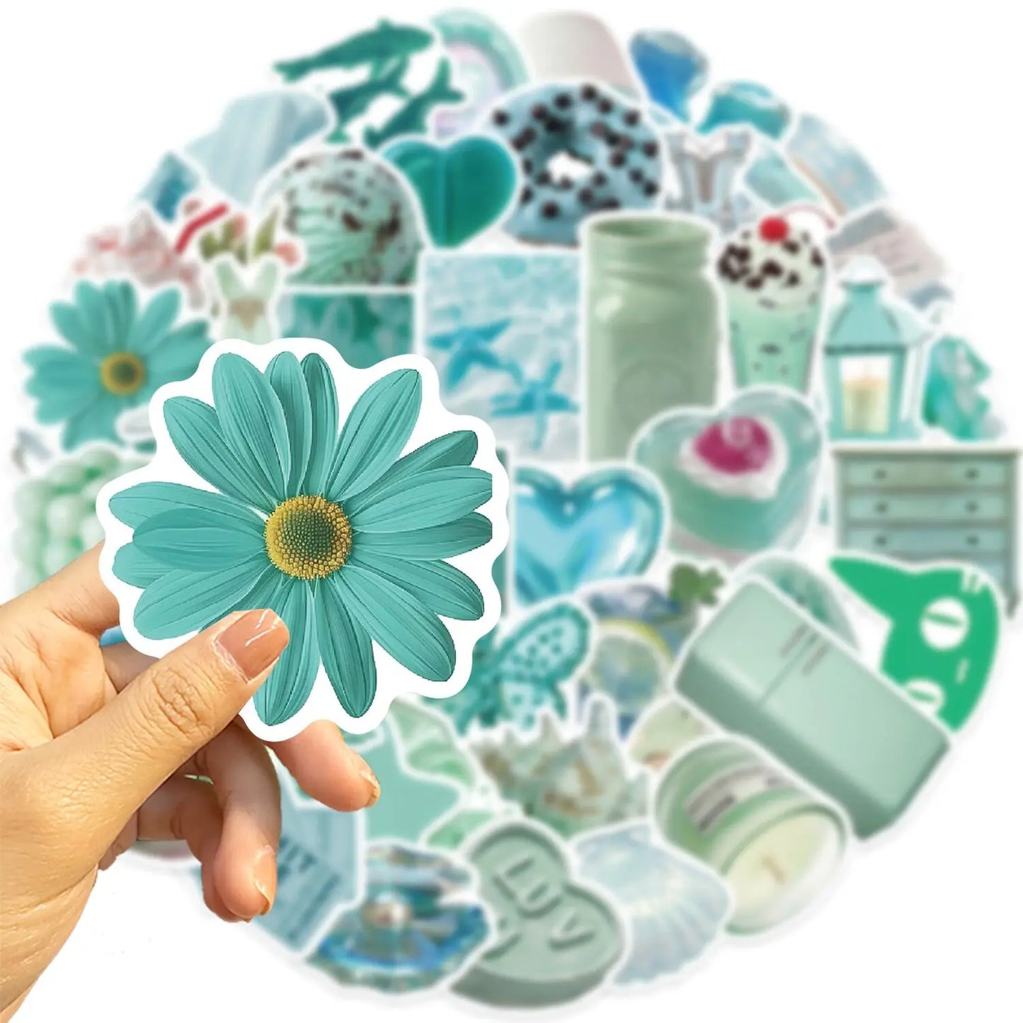 ✨Stickers Estilo Ins Cute y Aesthetic de color verde Menta✨