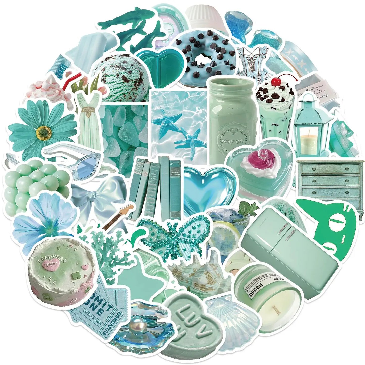 ✨Stickers Estilo Ins Cute y Aesthetic de color verde Menta✨