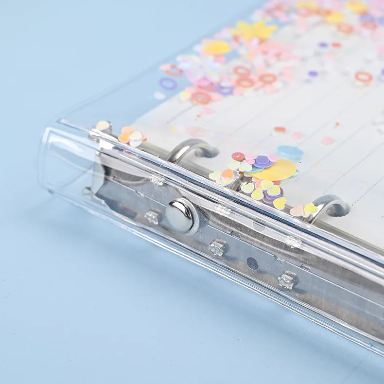 ✨Libreta A6 Transparente con Brillos y Diseño Kawaii✨