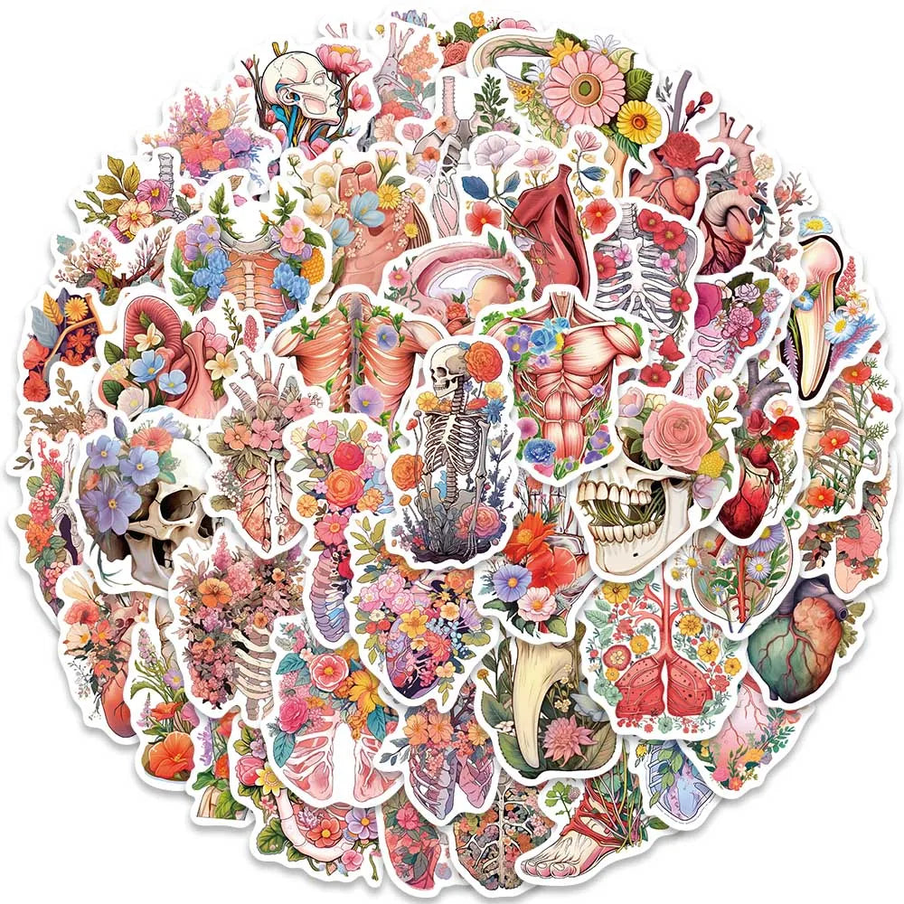 Set 2 de Stickers Cool de Flores y Esqueletos