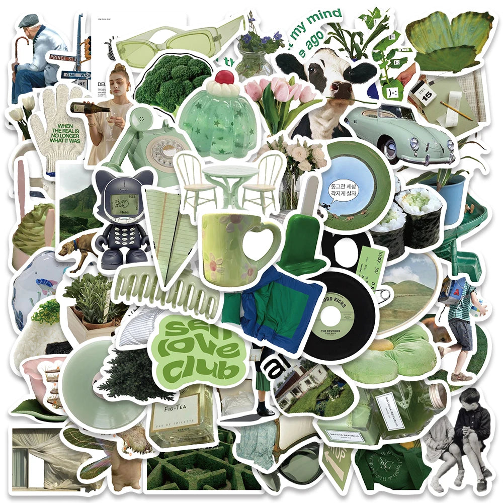 ✨Stickers Estilo Ins Cute y Aesthetic de color verde Primavera✨