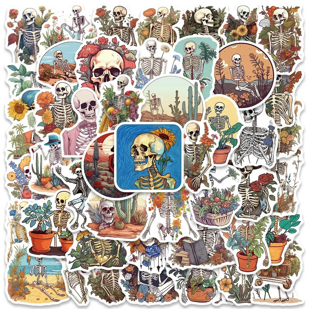 Set de Stickers Cool de Flores y Esqueletos