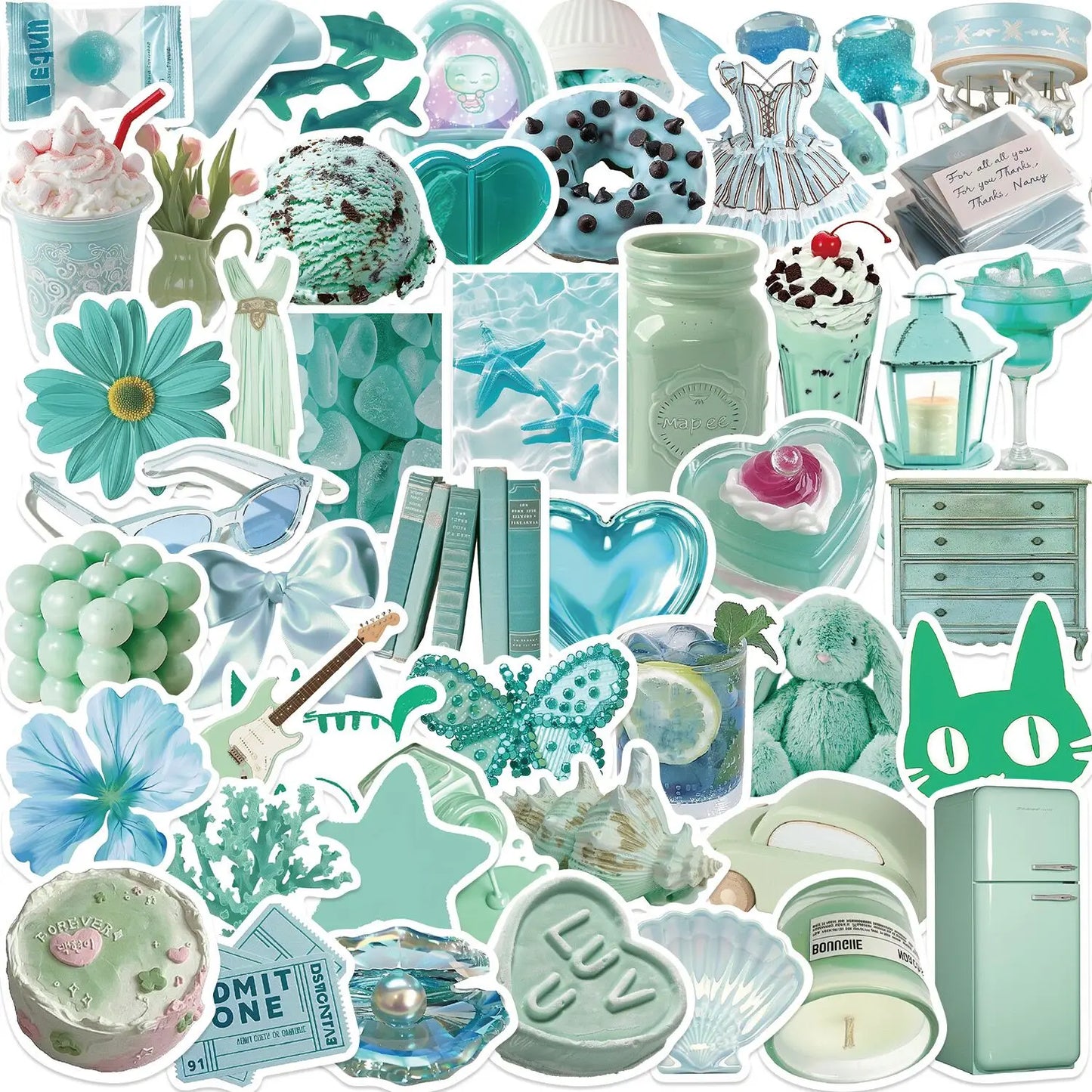 ✨Stickers Estilo Ins Cute y Aesthetic de color verde Menta✨