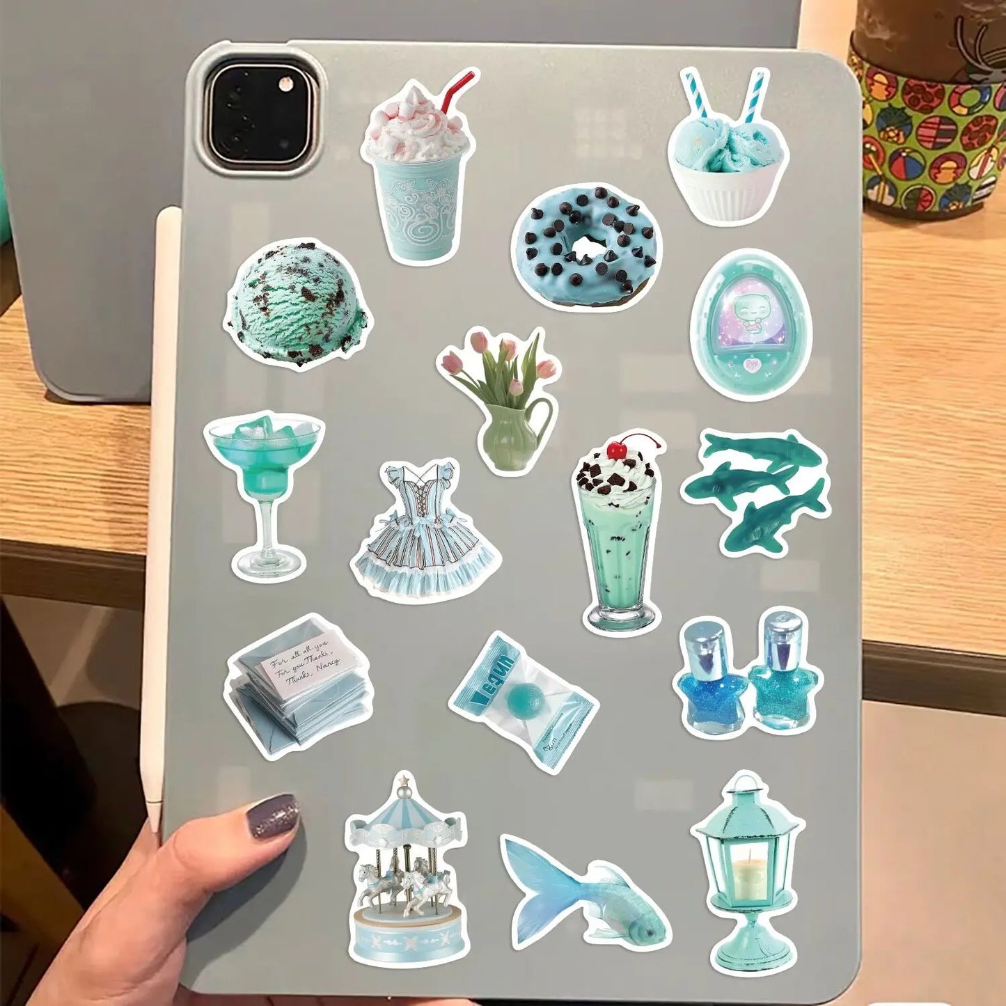 ✨Stickers Estilo Ins Cute y Aesthetic de color verde Menta✨
